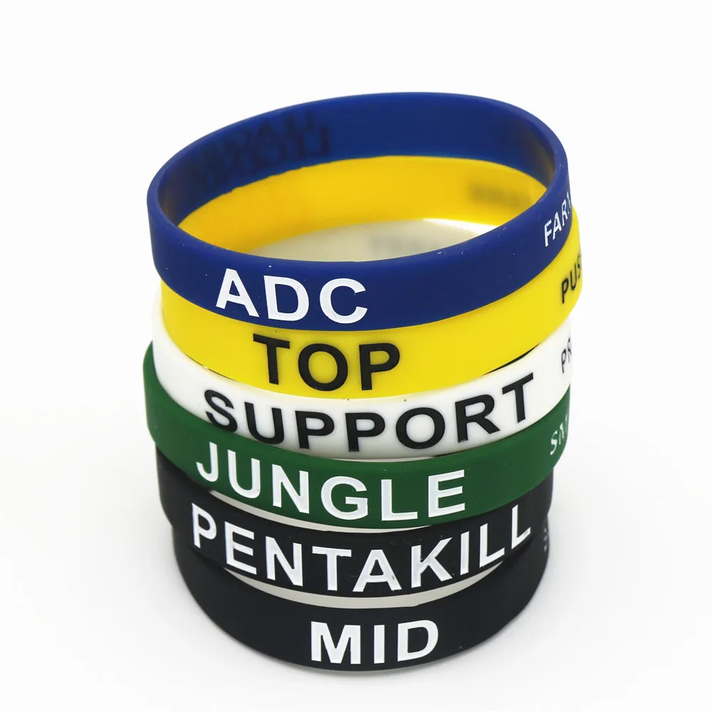 

6PCS Silicone Game for LOL League of Legend DOTA2 Wristband Silicone Bracelet Bangles Letters Printed Band Wholesale SH040