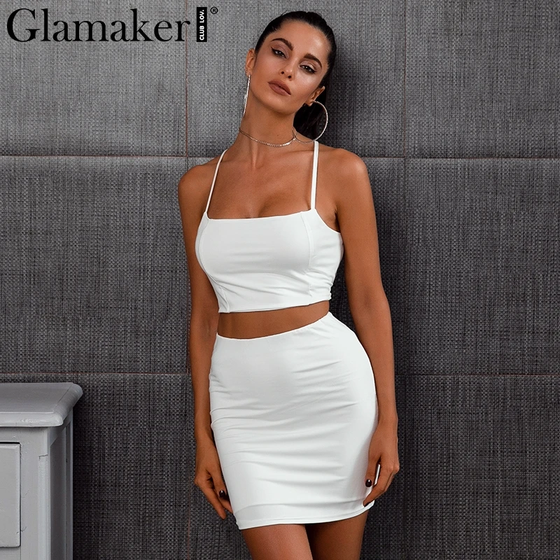 Женский облегающий костюм Glamaker на шнуровке тонких бретельках элегантный