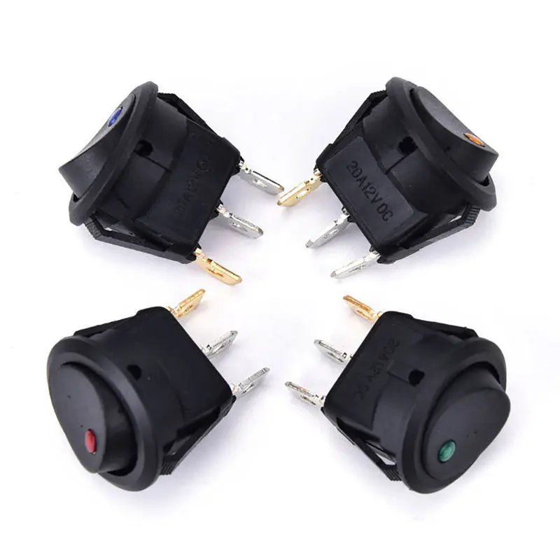 JX-LCLYL 4pcs 12V Waterproof ON/OFF Car Boat LED Light Round Dot Rocker Toggle Switch