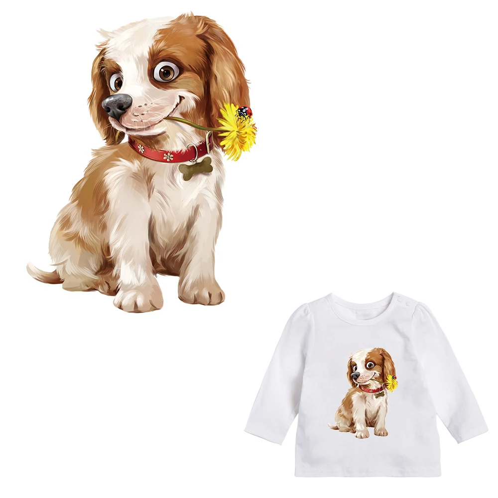

XC Heat Transfers Patches Stickers for Kids Clothes Lovely Dog Animals Ironing on Patch DIY Appliques for Parent-childs