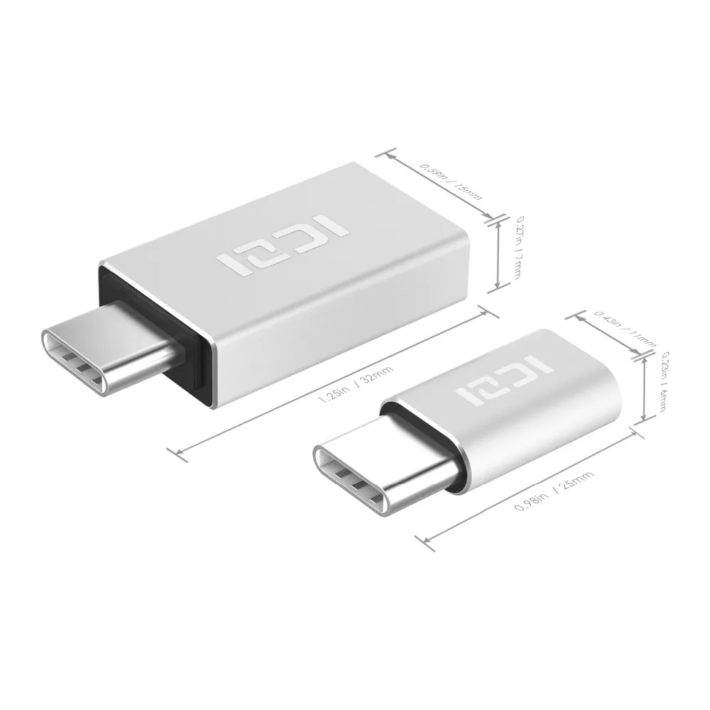 ICZI Тип C к Micro USB адаптер (1 шт) + 3 0 для Macbook Chromebook Pixel htc 10 LG G5 (серебро)|usb to c type|macbook 310 m |