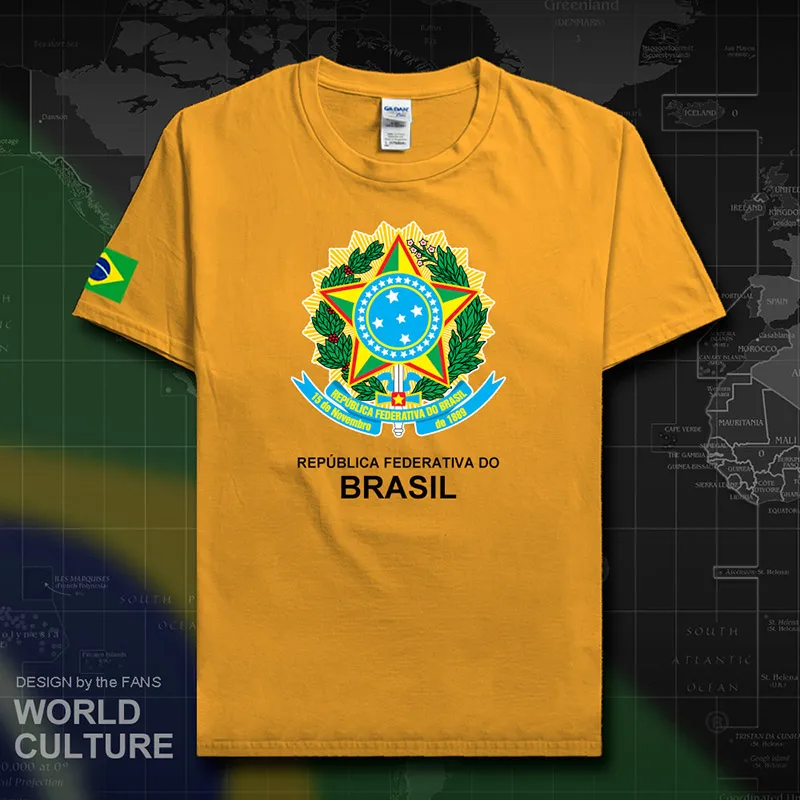 Бразильская бразильская Футболка мужская футболки хлопок национальная команда Майки страна футболка вентиляторы одежда brasil бюстгальтер топы 20 - Цвет: T01gold
