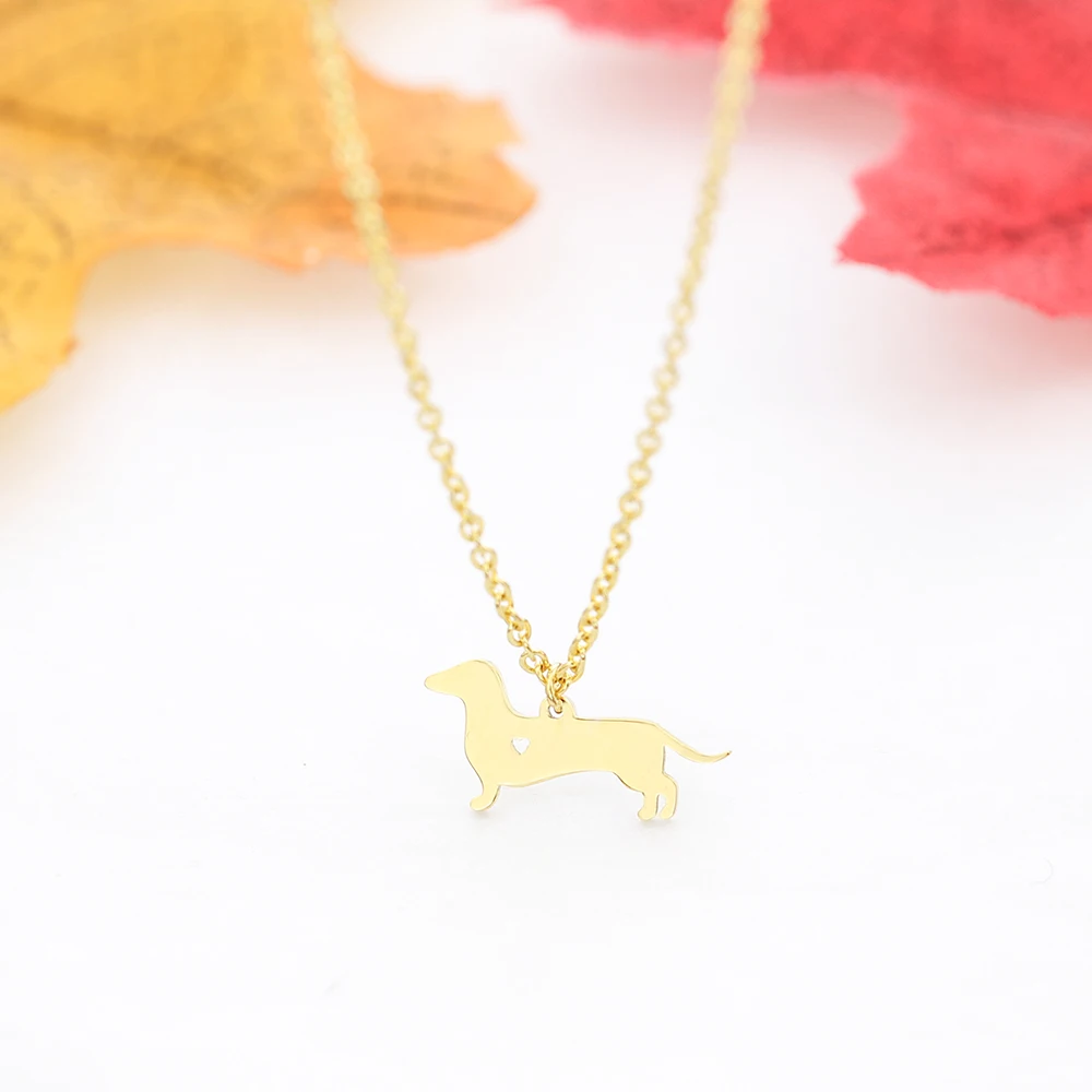 

ACEBFEET Fashion Cute Pet Dog Family Stroll Design Pendant Necklace Women Charming Stainless Steel Chain Necklaces Free shipping