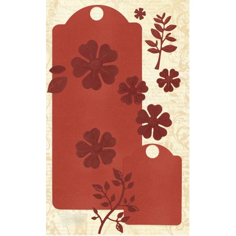 

12Pcs Flower Leaves Tag Frame Metal Cutting Dies Decorative Scrapbooking Steel Craft Die Cut Embossing Paper Card Album Stencils