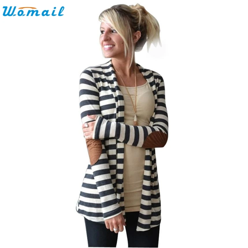 

2016 Women Cardigan Knitwear Oversize Autumn Cardigan Sweater Poncho Long Cardigan Women Knitted Stripe Cardigans Coat Nov29