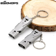 Спасательные свистки стали высокочастотные уличные 150 дБ практичные сильные двойные трубки свистки выживания Тактические срочные инструменты