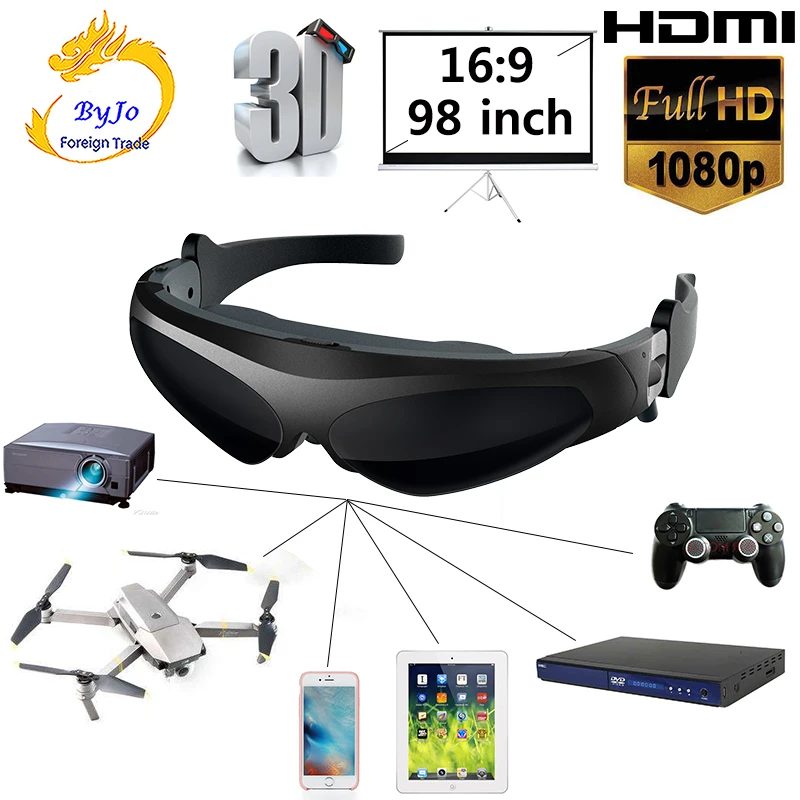 Новинка FPV 3D видео очки 2 метра расстояние 98 дюймов виртуальный дисплей большой