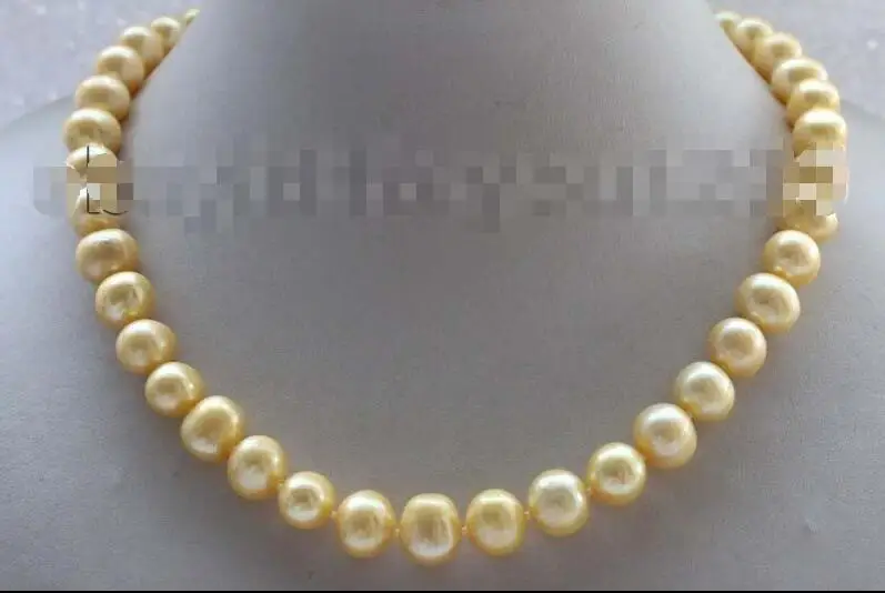 

Free shipping hot sale Women Bridal Wedding Jewelry >>17.5" Genuine Natural 11mm Golden Round Pearl Necklace #f1791!