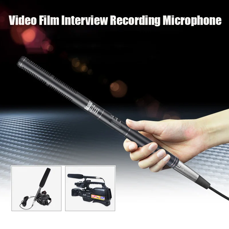 

SOUND G18 Bi-directional Interview Microphone for Video Camera SLR camera DV Recording Handhold Microphone with Clip Holder