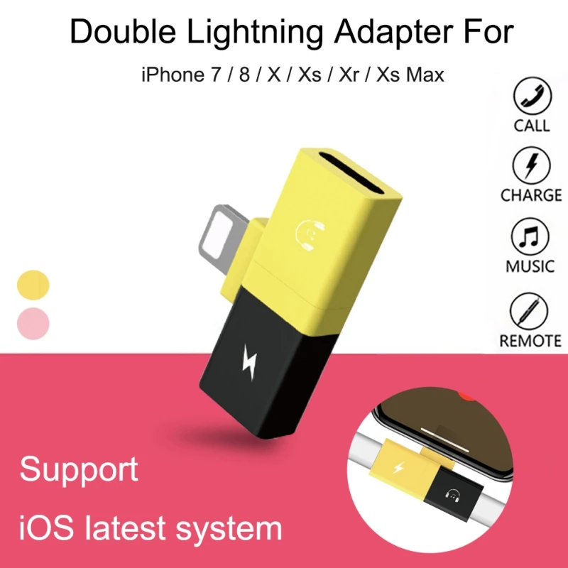 

2 in 1 Earphone Charging Dual Ports Headphone Splitter Converter for iPhone X/8/8Plus/7/7Plus Dual Audio Adapter