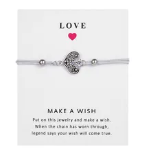 Браслет с шармами цветами и розовыми нитями, регулируемый браслет для пары, браслет карта для женщин и мужчин