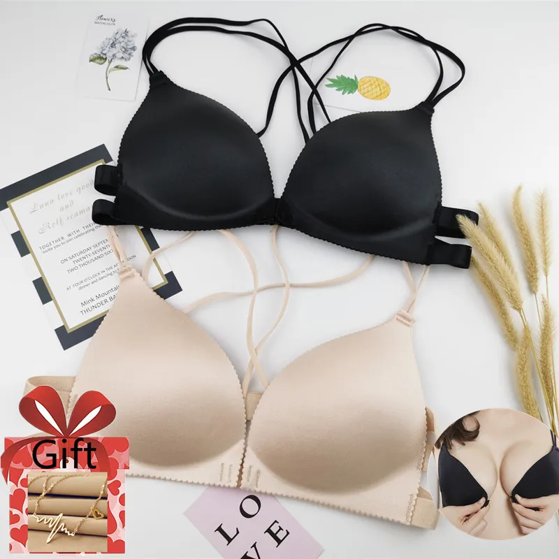 

MEIZICHARMS Cross Strap Fitness Back Push Women Bra Wireless Underwear Beauty Summer Ice Sequin Large Size Seamless Fashion Sexy