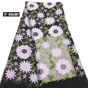 

YF HZGJMY African Lace Fabrics 2019 High Quality Multi Color Dress Fabric Embroidered Latest Net Lace Tulle Fabric A1615