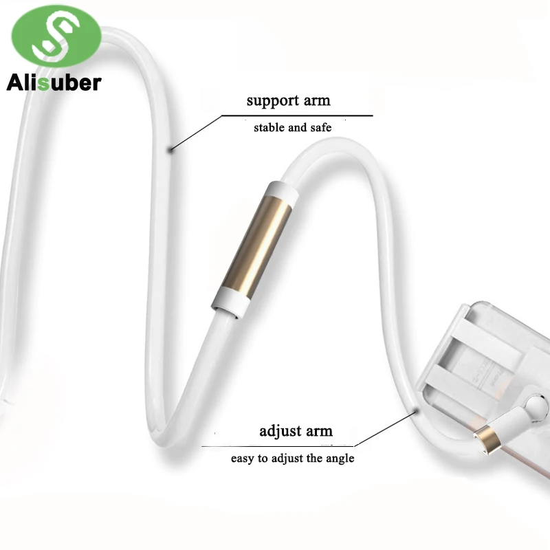  Alisuber 120CM Long Arm Lazy Phone Stand Holder Flexible Desk Bed Phone Stands Mount 360 Rotate Tab