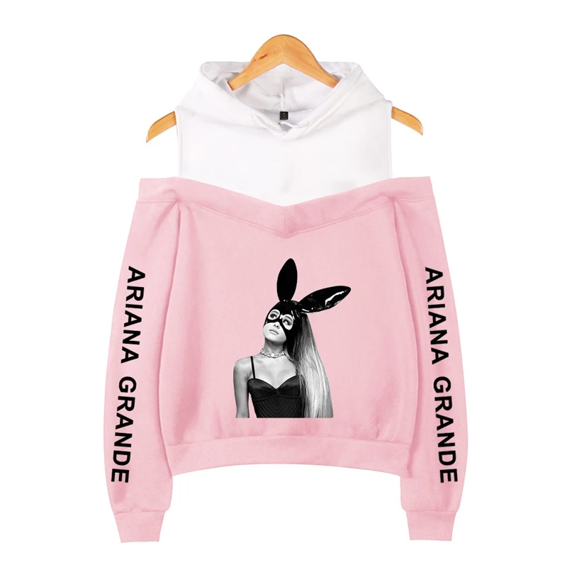 Ariana Grande Sweatshirt Dangerous Woman Tour Hip Hop Hooded Off-Shoulder Hoodie Women Clothes Harajuku Girl Hoodies Sweatshirts - Цвет: As picture