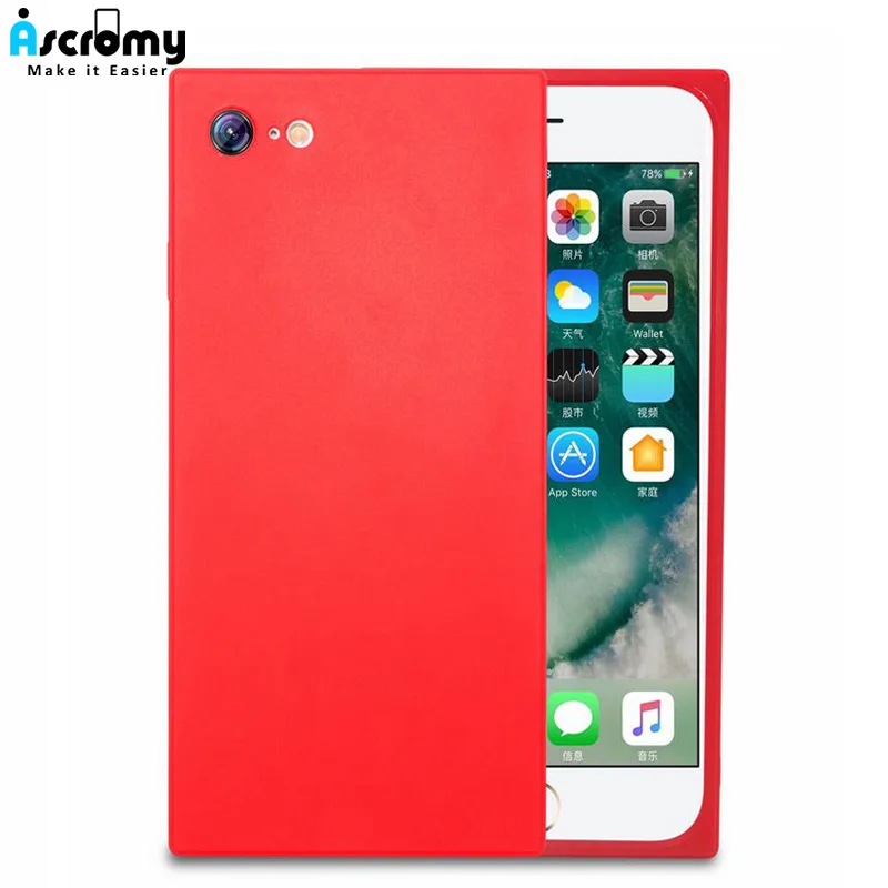 Ascromy квадратный чехол для телефона iPhone 7 7Plus TPU Мягкий противоударный защитный