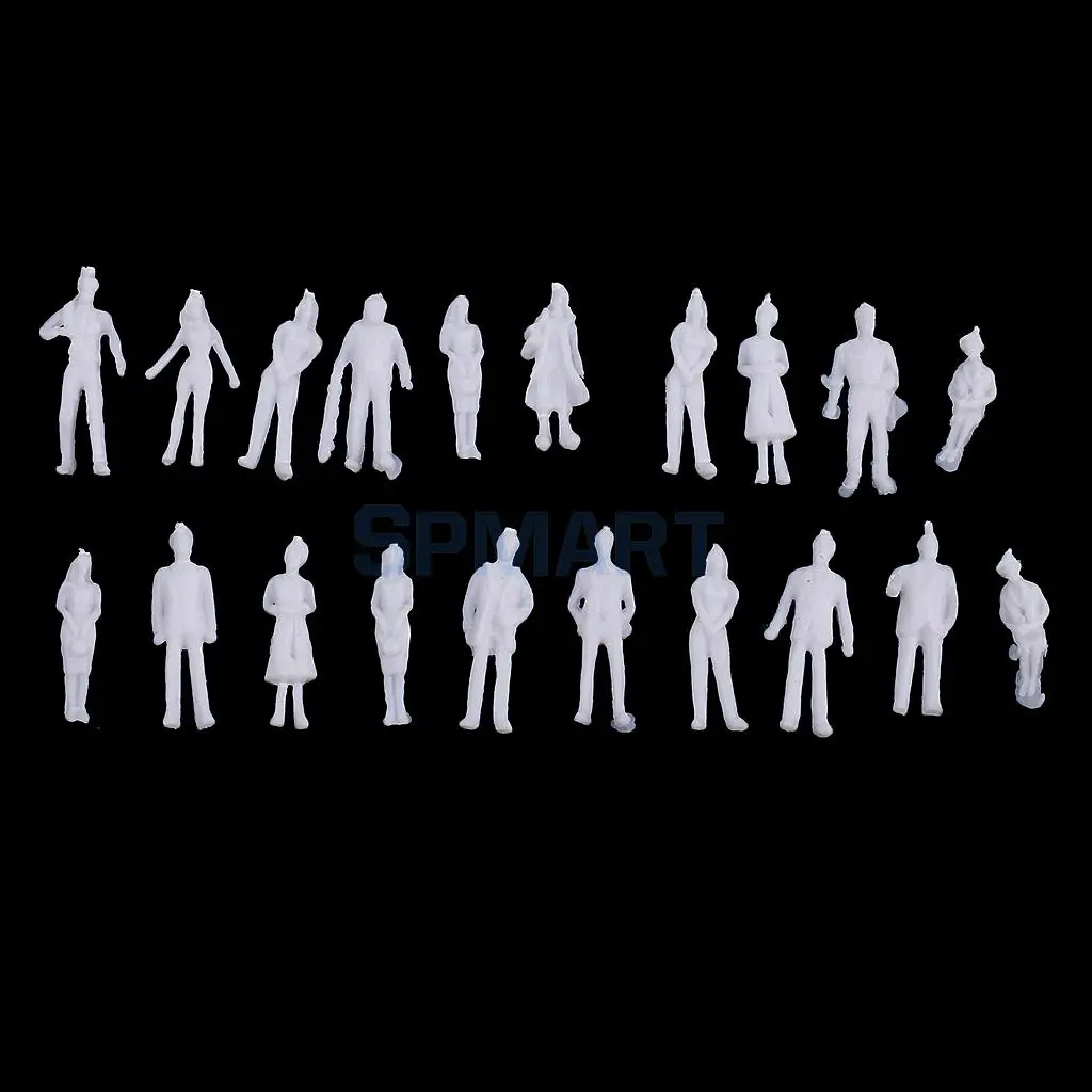 20Pcs/lot 1:100 HO Scale Model Miniature White Figure Architectural Model Human Scale Model Plastic Peoples