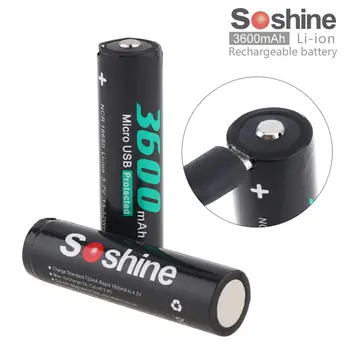 

2pcs/lot Soshine NCR 18650 Batteries Li-ion 3.7V 13.32WH 3600mAh Rechargeable Battery for Flashlight / Headlamp