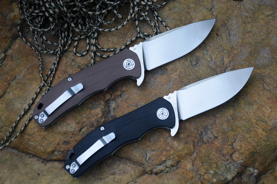 CH Pocket Folding knife CH3504 G10 handle D2 blade Ceramic ball bearing washer outdoor Survival hunting knife tool gift package