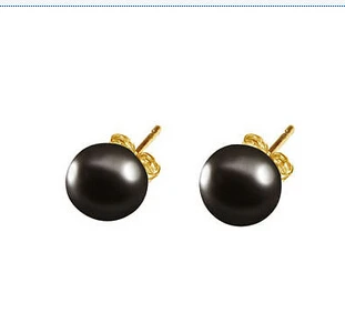 

FREE SHIPPINGGenuine Natural 7-8mm Black Akoya Freshwater Pearl Gold Plated Stud Earrings