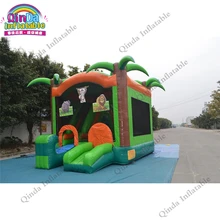 Commercial Tropical inflatable jumping bounce house, inflatable kids combo bouncy house for sale