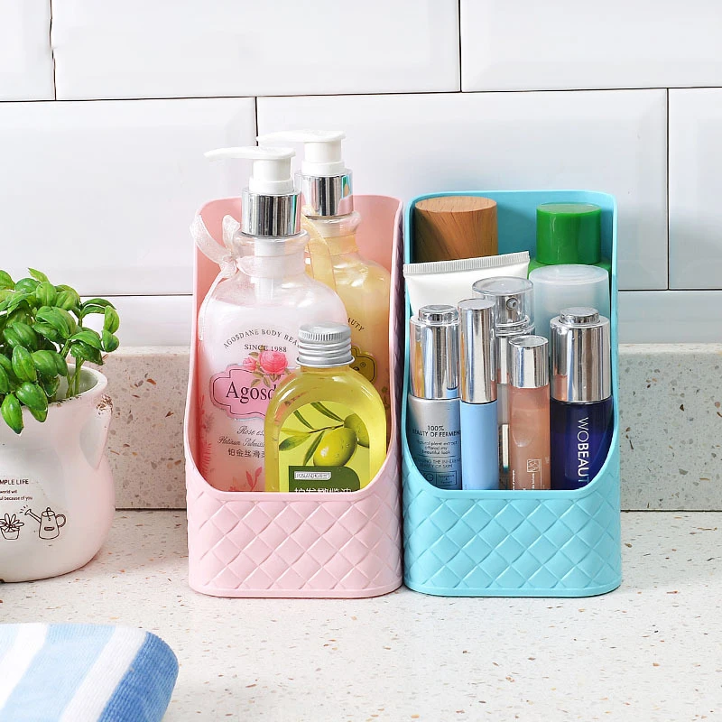 

Rattan Desktop Storage Box Sundries Remote Contrl Organizer Plastic Makeup Storage For Kitchen Bathroom Random Color
