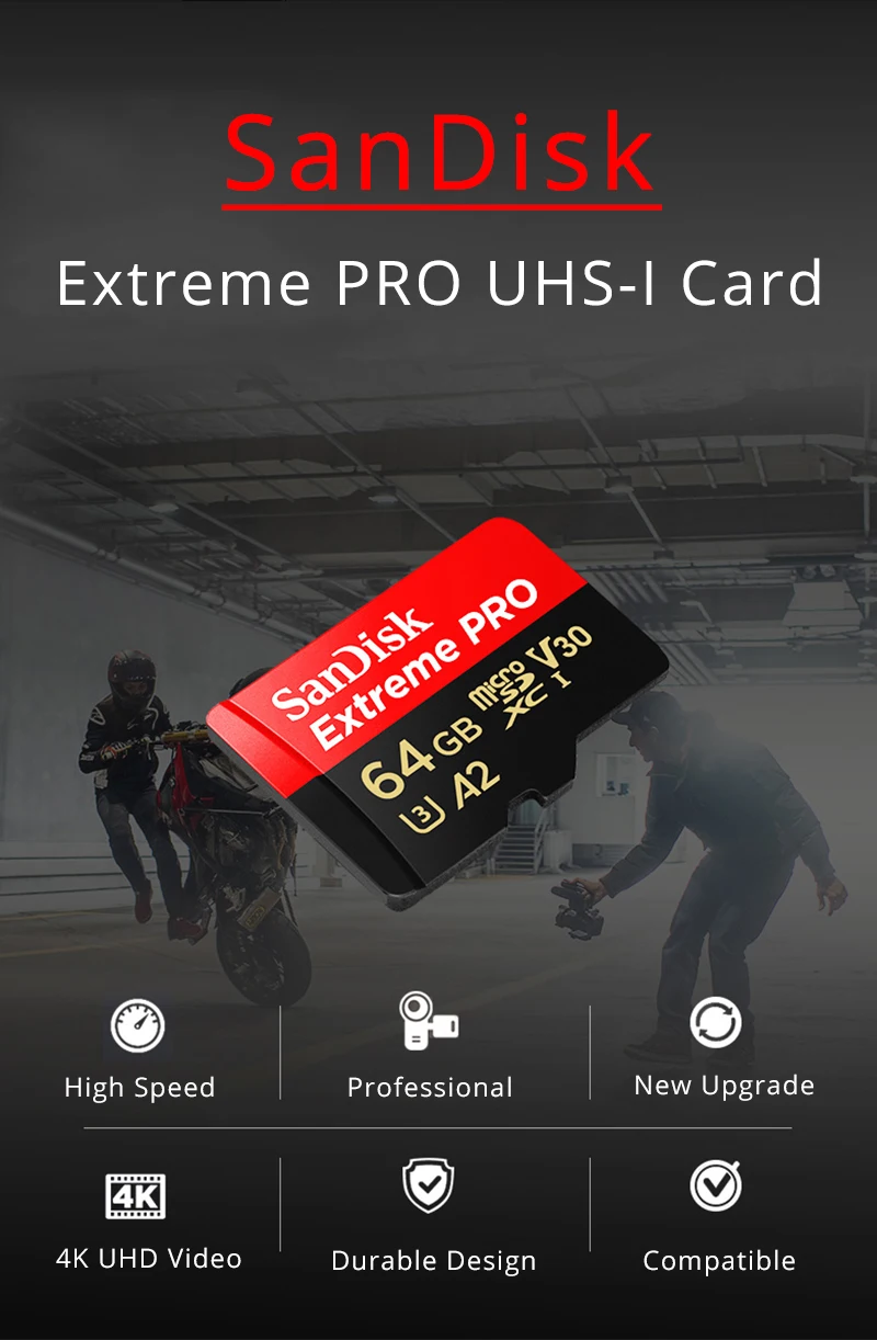 SanDisk MicroSD карты 128 Гб карты памяти 64 GB TF флэш-карты 256 GB Extreme PRO UHS-I C10 U3 A2 V30 SDXC 4 K HD для Камера 170 МБ/с