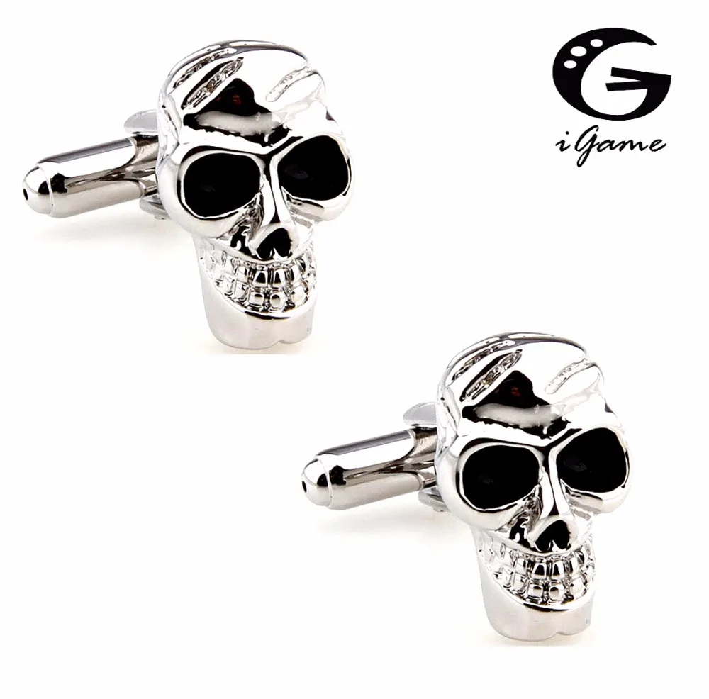 

iGame Skeleton Cuff Links Silver Color Vintage Skull Design Free Shipping