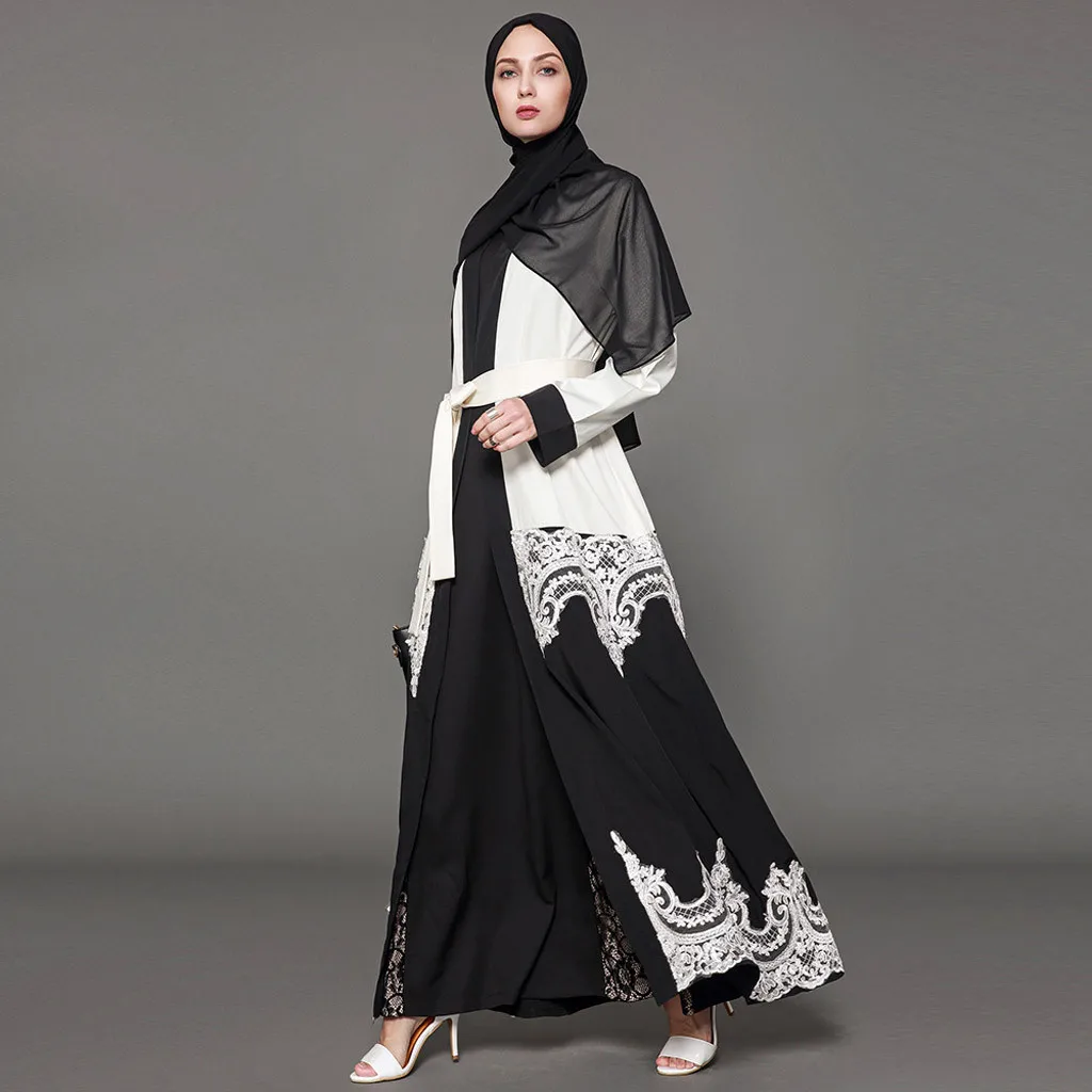 Новое поступление Элегантное открытое женское кружевное гладкое платье размера плюс свободное платье для взрослых мусульманский кафтан джилбаб одежда