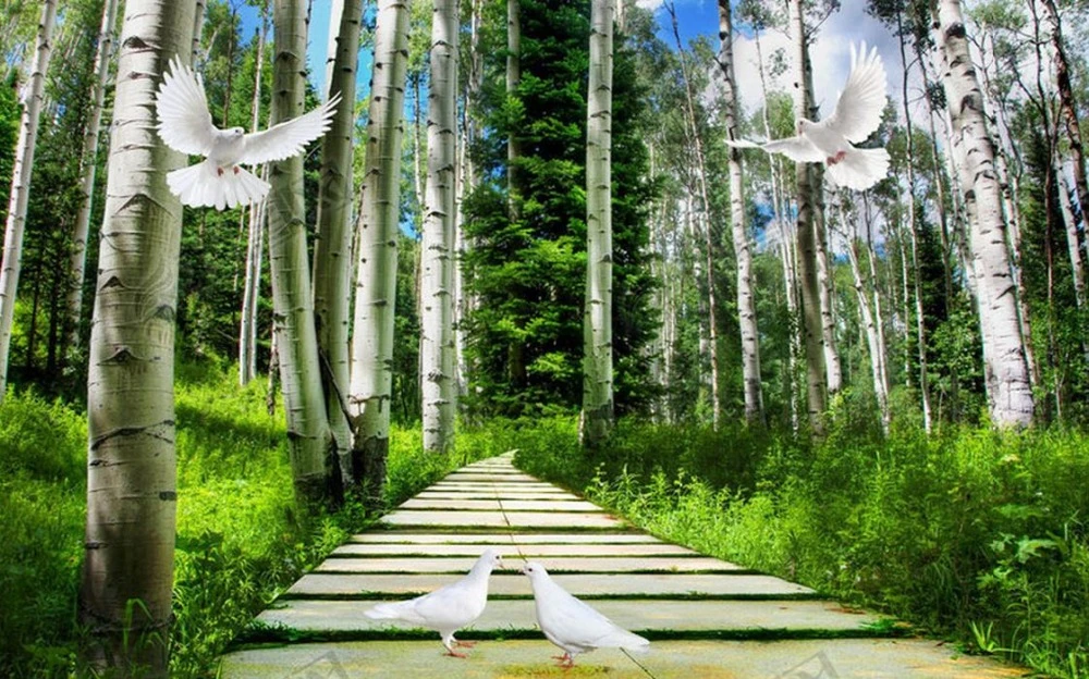 modern background wallpapers Custom 3d wall mural Forest backdrop 