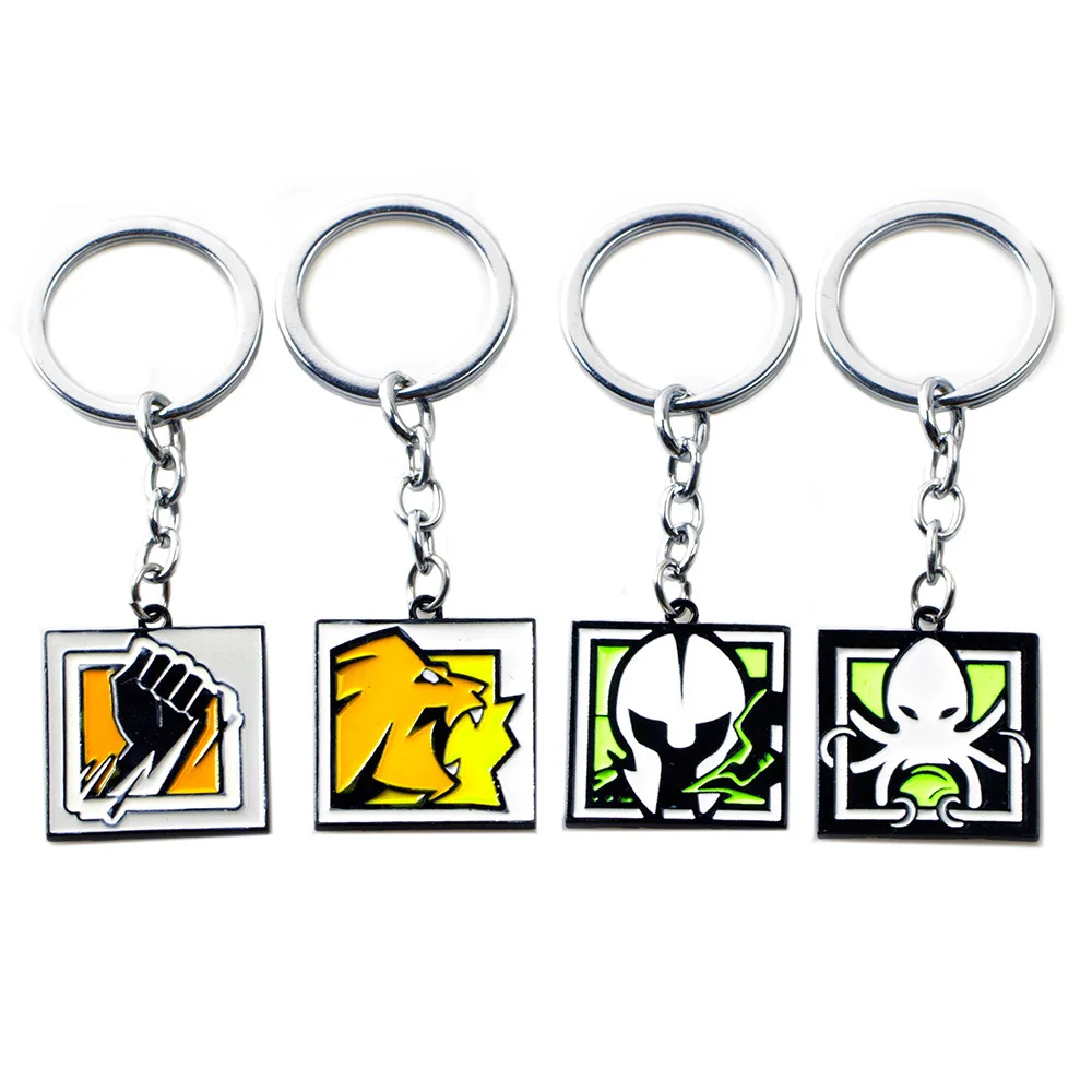 

Game Rainbow Six Siege Keychain alibi maestro finka abstract cartoon character pendant Chaveiro Anime Key Ring Holder Jewelry