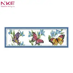 NKF парящие бабочки рукоделие DIY вышивки крестом наборы для ухода за кожей вышивка наборы 14CT