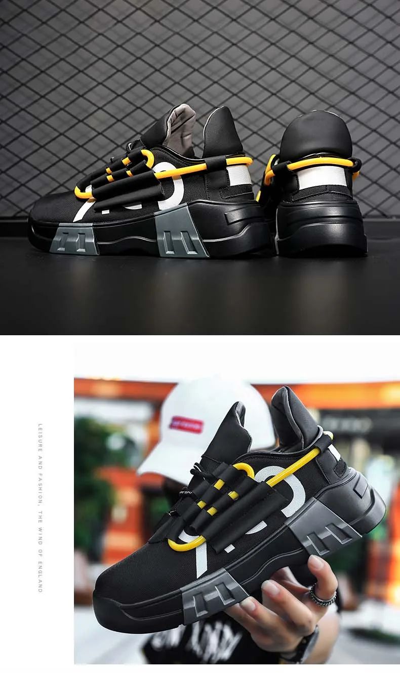 Dropshipping Hot Sell Sports Shoes Men Yellow INS Running Shoes Plus Size zapatillas Height Increasing Classical Retro Sneakers