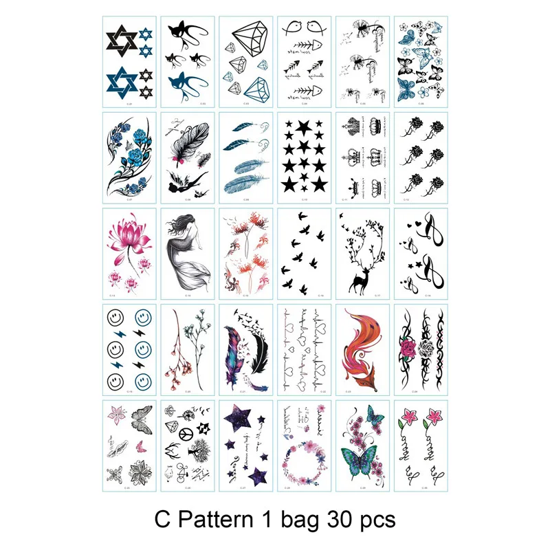 1 Bag 30 pcs DIY stationery stickers children Tattoo Stickers office stationery - Цвет: C