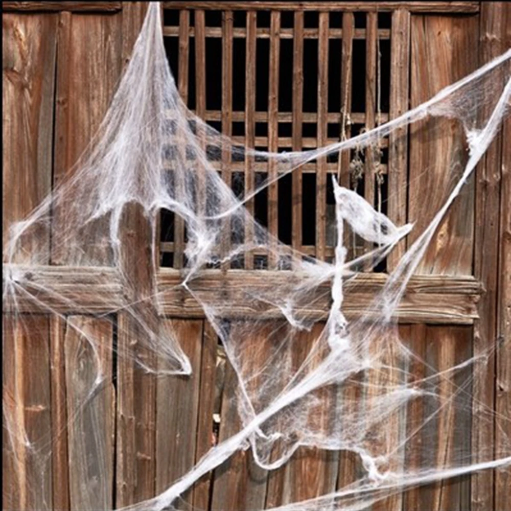 

20g/Bag Halloween Scary Party Scene Props White Stretchy Cobweb Spider Web Horror Halloween Decoration For Bar Haunted House