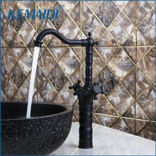 Kemaidi Tall Кухня torneira двойной поворотной ручкой 360 масло втирают Черный Бронзовый умывальник, раковина туалет смесители кран смесителя