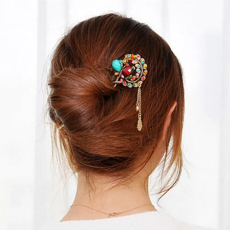 Vintage Hair Clips Women Crystal Diamond Flower Hairpins Hair Clip
