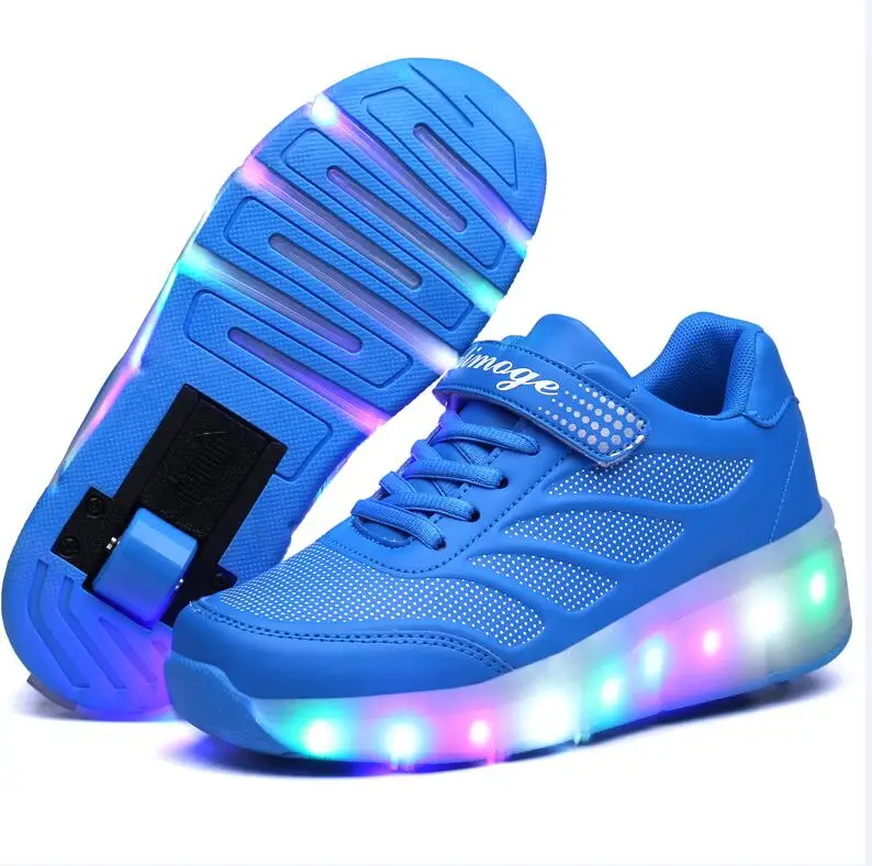 С светодиодный обувью для детей; модные детские кроссовки из искусственной кожи; Спортивные Повседневные светящиеся кроссовки для мальчиков и девочек; размеры 28-41 - Цвет: as picture