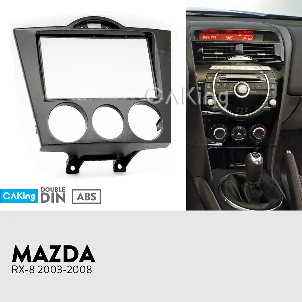 

Double Din Car Fascia Radio Panel for 2003-2008 Mazda RX-8 RX8 Dash Kit Install Facia Plate Adapter Cover Bezel Trim Console