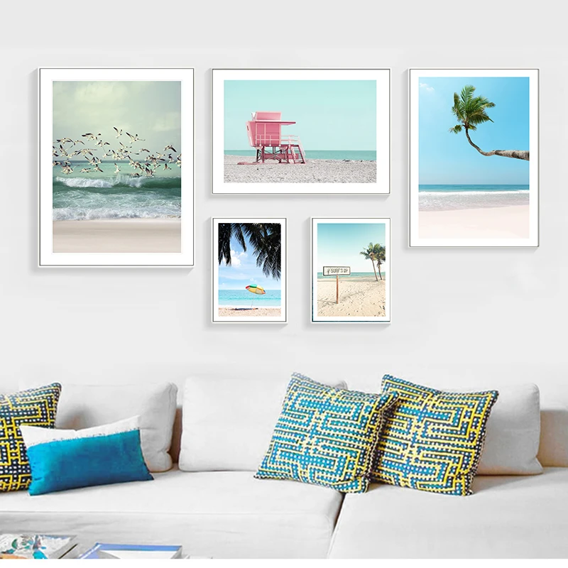 

Modern Tropical Landscape Poster Palm Tree Canvas Seascape Painting Beach Posters And Prints Nordic Wall Art Pictures Unframed