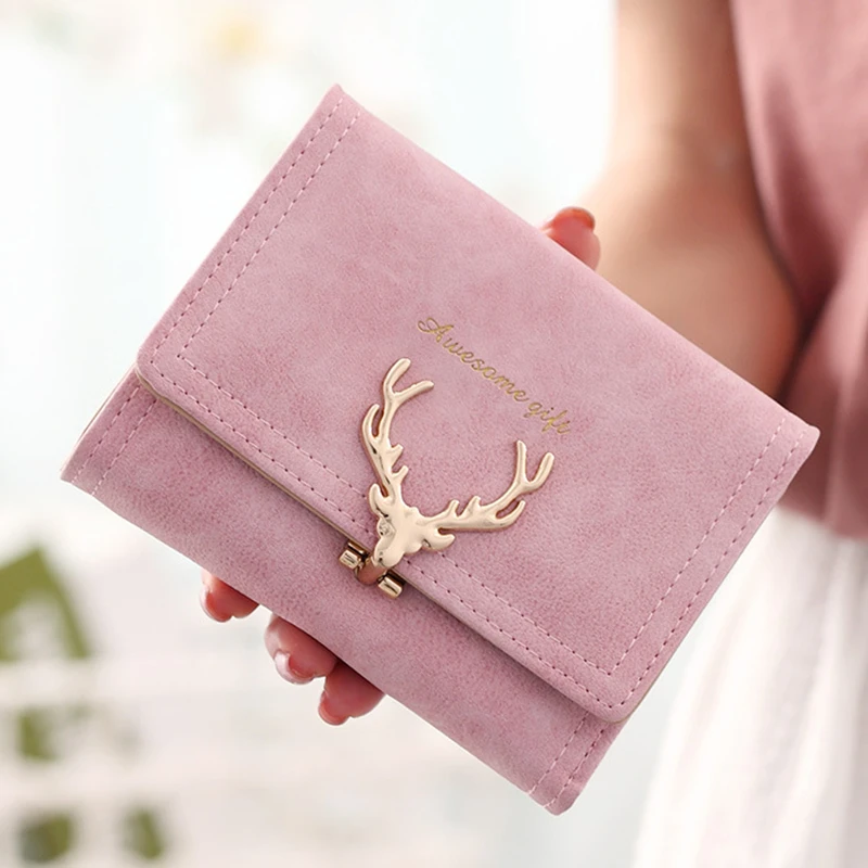 

2019 New Short Matte Cartoon Wallets Spring Fashion Desige Women Multi-card Deer Purse