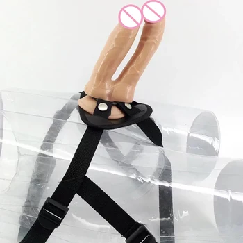 Double dildo strapon dildo strap on dildo with suction cup nude realistic dildo artificial penis sex toys for women lesbian 4