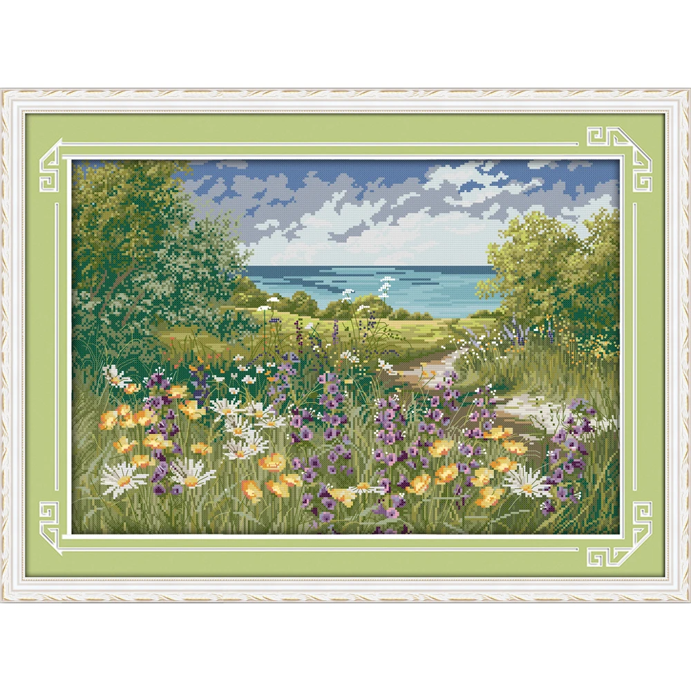 Everlasting Love Cliffside Path Chinese Cross Stitch Kits Ecological Cotton Stamped Printed 11 DIY New Year Decorations For Home | Дом и сад