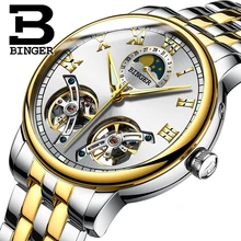 2017 NEW arrival men’s watch luxury brand BINGER sapphire Water Resistant toubillon full steel Mechanical Wristwatches B-8607M-4