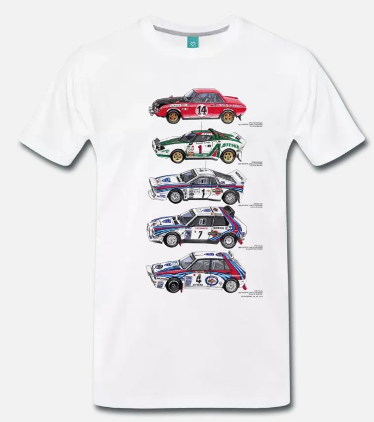 

T-SHIRT AUTO D'EPOCA LANCIA DELTA HF INTEGRALE RALLY - STRATOS 2 S-M-L-XL-2XL-3XL
