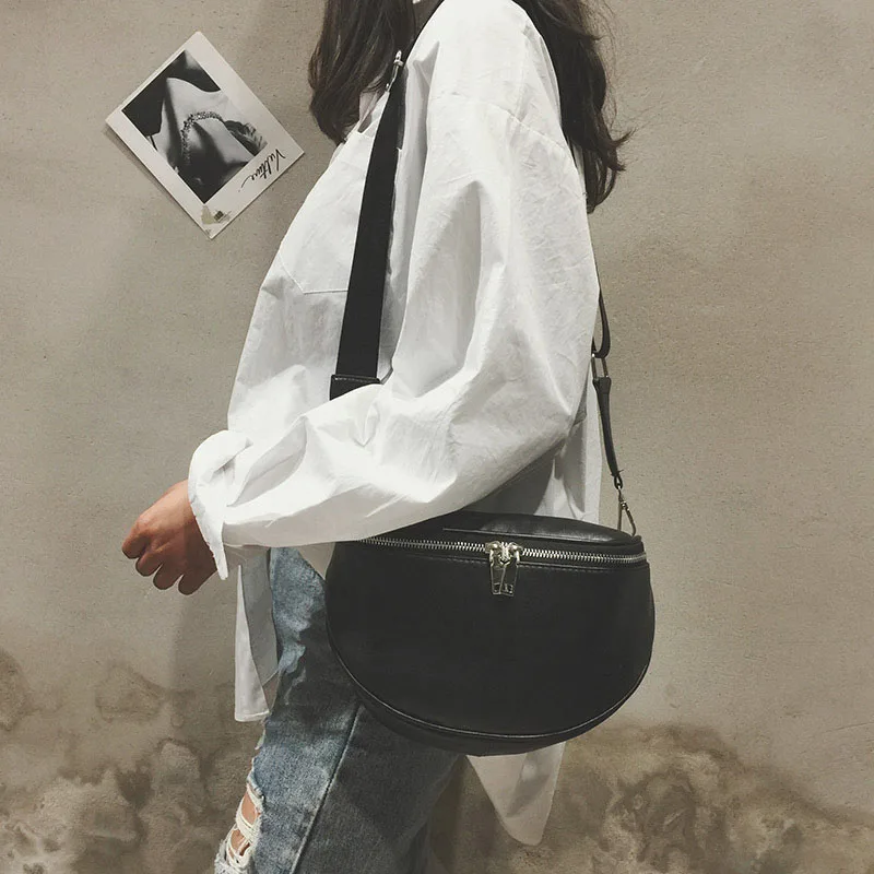 

New Arrival Shoulder Waist Bag for Men Women PU Leather Double Zipper Casual Messenger Bags