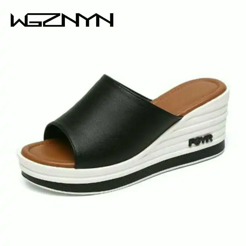 US $10.99 2020 Female Slippers Summer Fashion Wear Room With AllMatch Muffin Bottom Slope Thick Soled Sandals Tide Shoes Woman W02