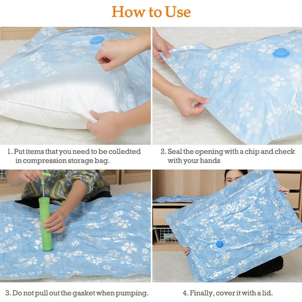 Günstig 11 teile satz Verdickt Vakuum Tasche Mit Hand Luftpumpe Wiederverwendbare Decke Kleidung Quilt Lagerung Tasche Veranstalter Faltbare Komprimiert Tasche