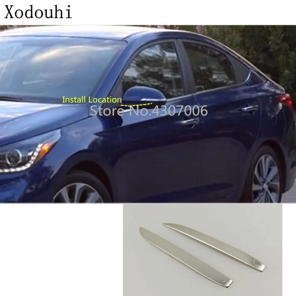 

Car Stainless steel back rear view Rearview Side Door Mirror Cover trim frame 2pcs for Hyundai Solaris Accent 2017 2018 2019