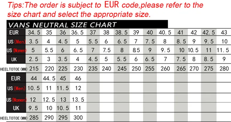 original vans new unisex skateboard shoes sneakers breathable vans shoes size chart